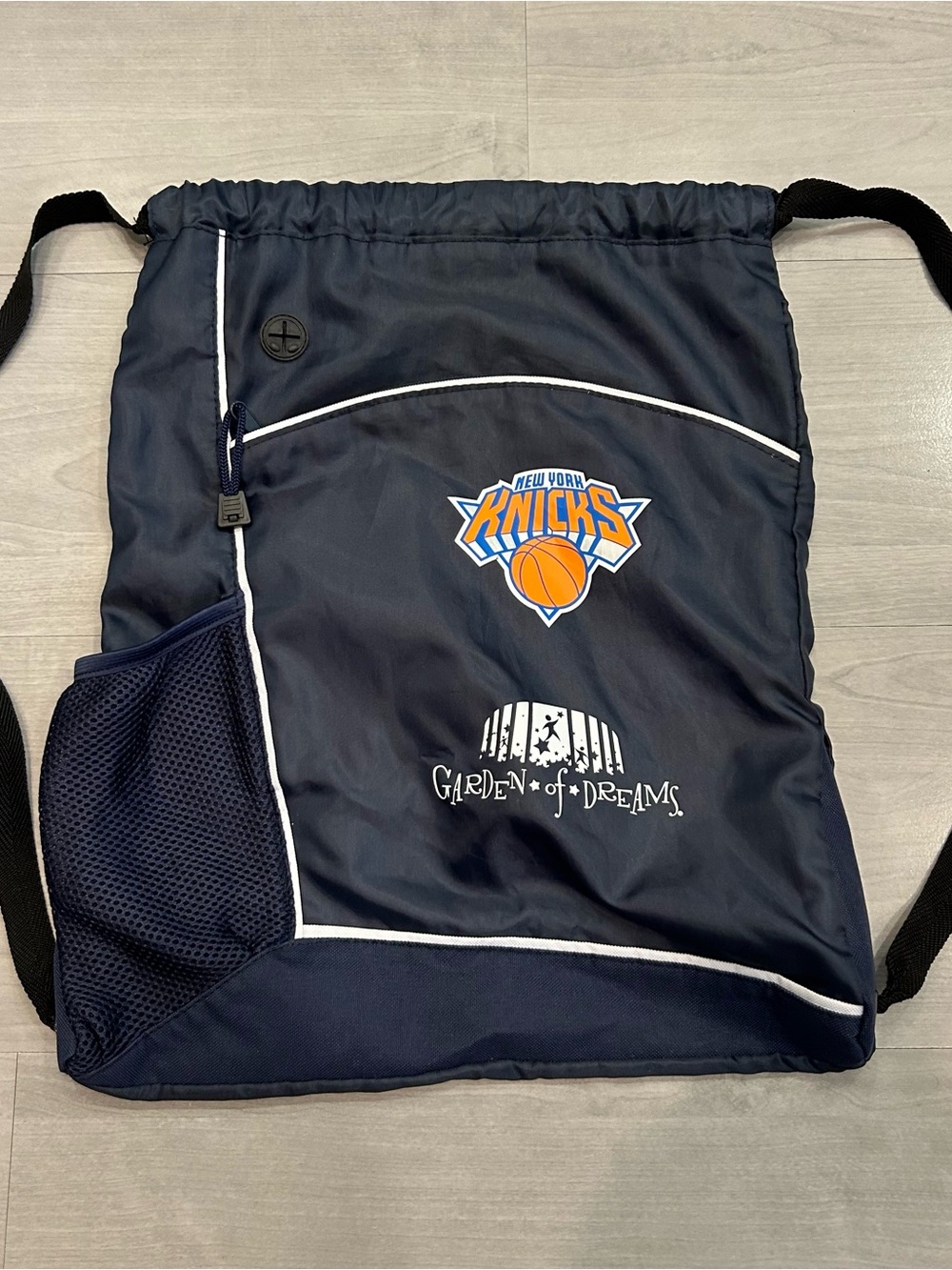 New York Knicks Garden of Dreams Drawstring Backpack Bag NBA MSG Promo Navy